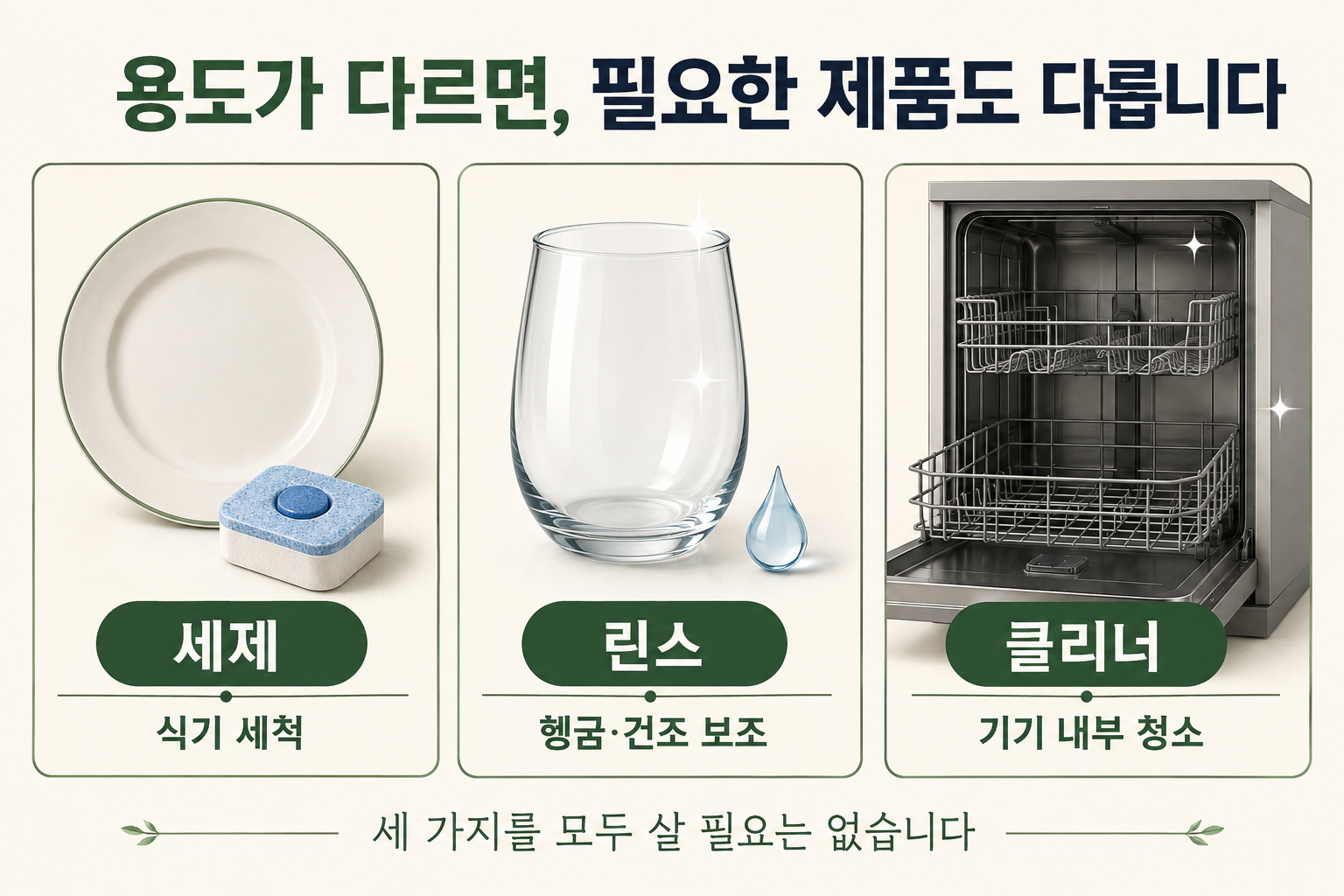 식기세척기 세제·린스·클리너 용도 구분 안내