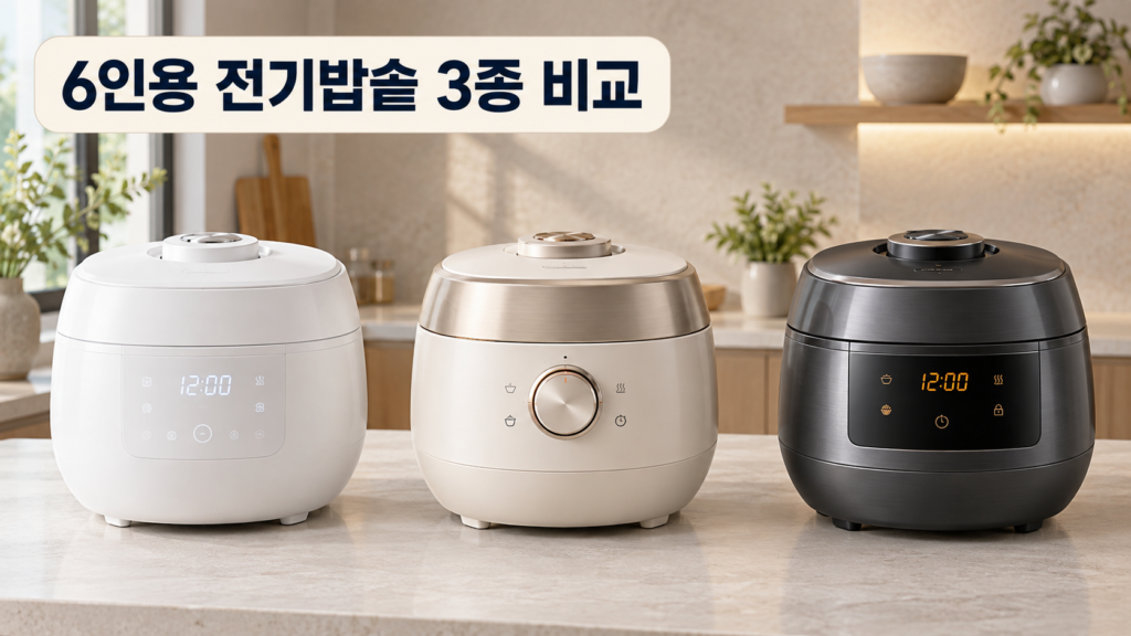 2026 6인용 전기밥솥 3종 비교 - 쿠첸 브레인, 쿠쿠 트윈프레셔, 조지루시 NW-JEC10